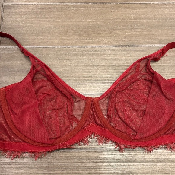 HSIA 34DD Red Lace Unlined Underwire Bra Sheer Sexy Lingerie - Picture 6 of 8